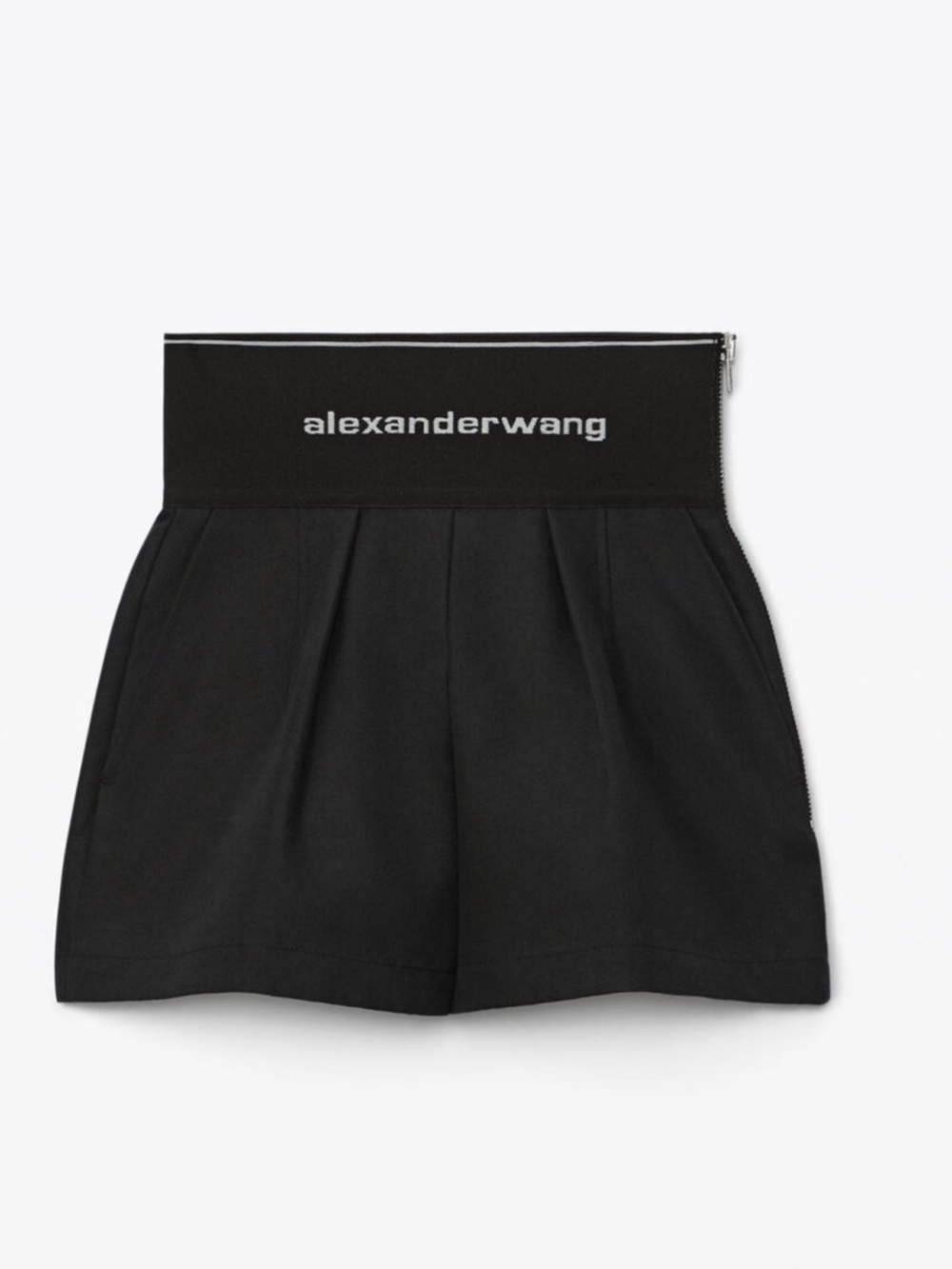 Alexander Wang Black High-Waist Logo Band Shorts